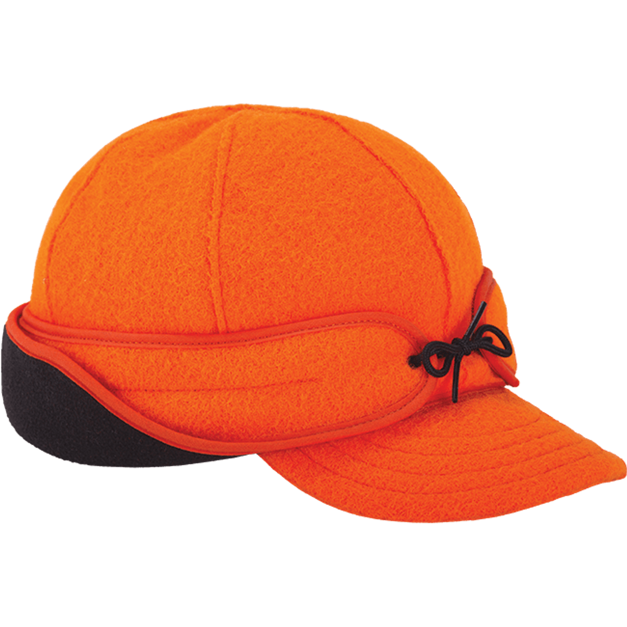 Side view of Stormy Kromer Rancher Blaze orange wool rancher cap