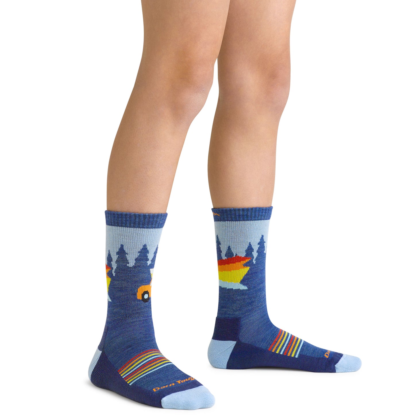 Children's Darn Tough 3037 sock in Denim on model