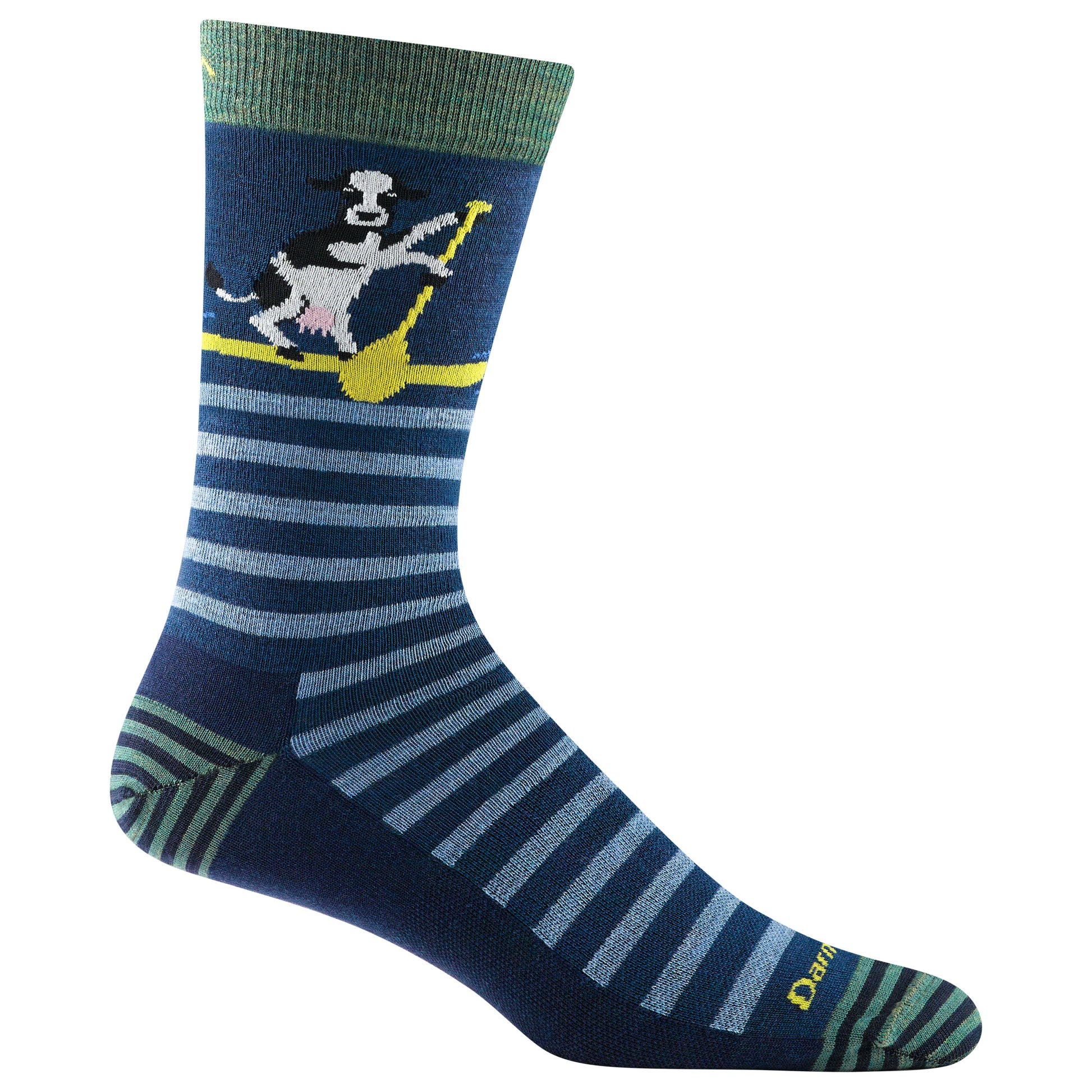 Darn tough men's 6066 midnight socks with cow paddling on board