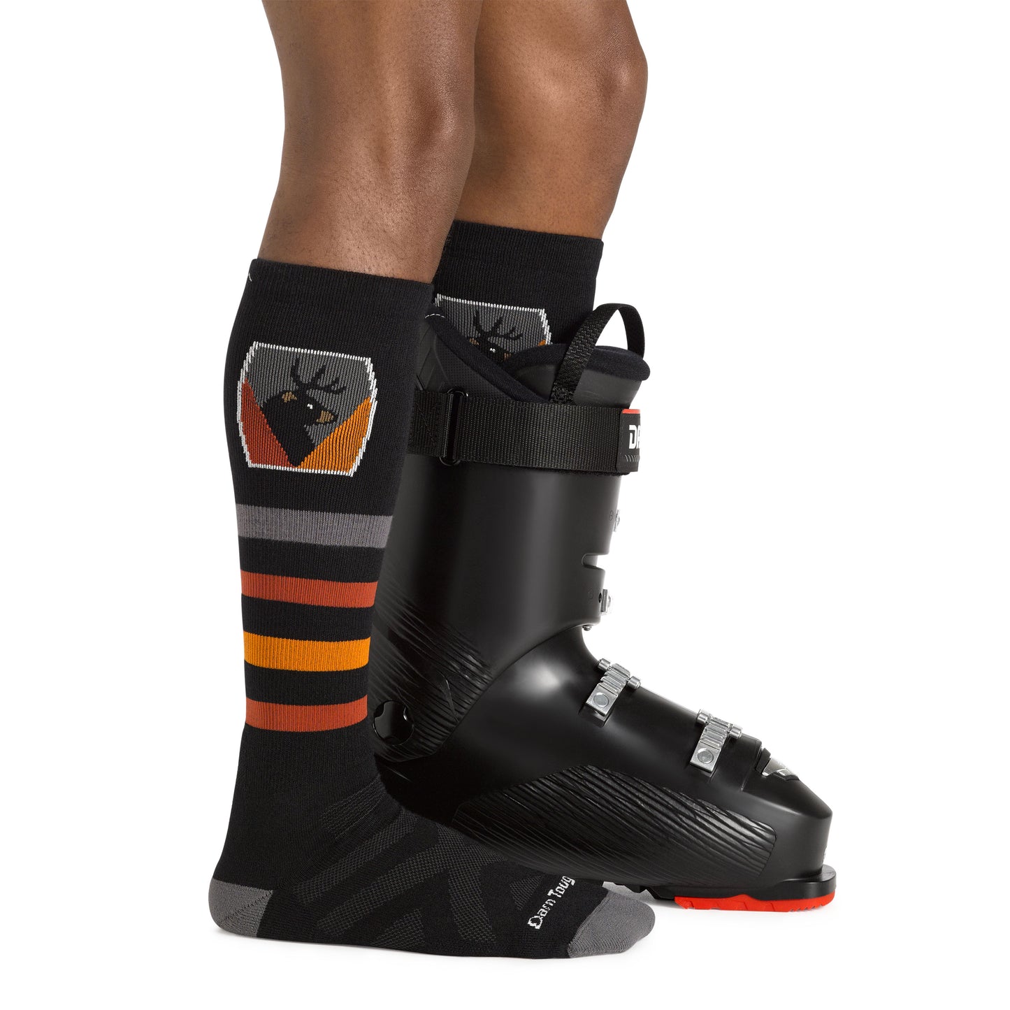 Darn Tough Men's Thermolite Beer Badge Over-the-Calf Midweight Ski & Snowboard Sock in ski boot