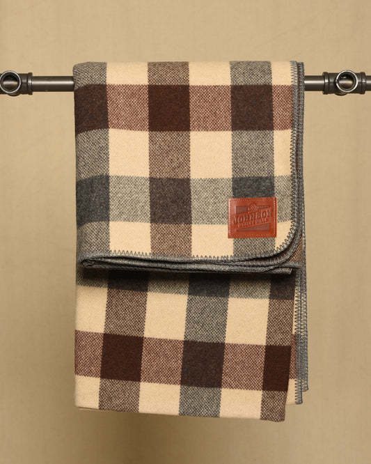 Flannel lined brown check blanket