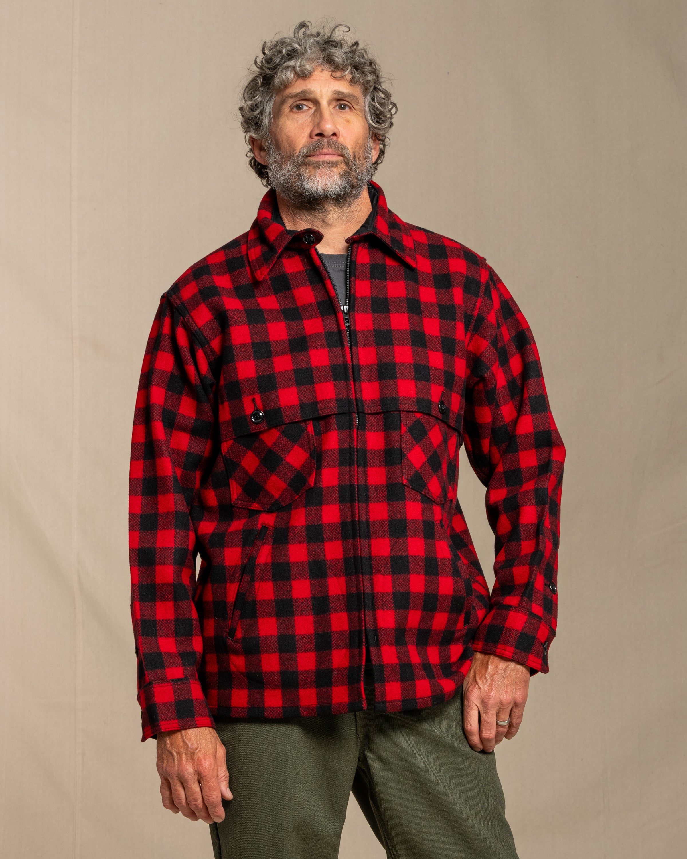 Double Cape Jac Shirt - Red & Black Buffalo Check – Johnson Woolen