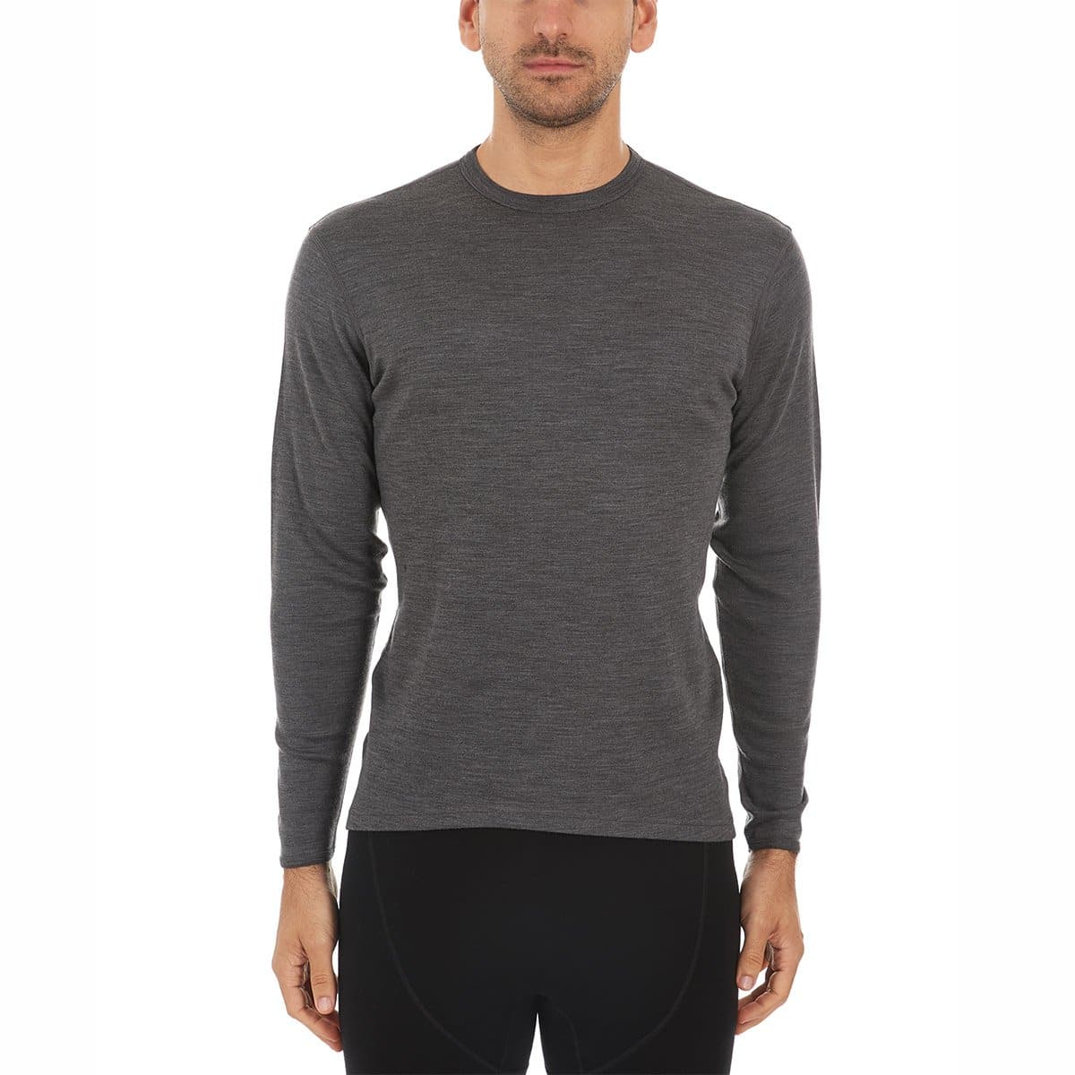 Minus 33  Men's Merino Wool Chocorua Crew Midweight, shown in Gray on model