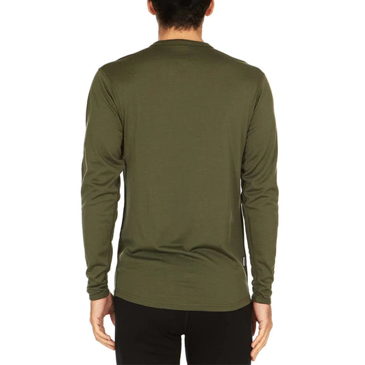 Minus 33 Men's Merino Wool Ticonderoga Crew Lightweight shown in Olive on model back view
