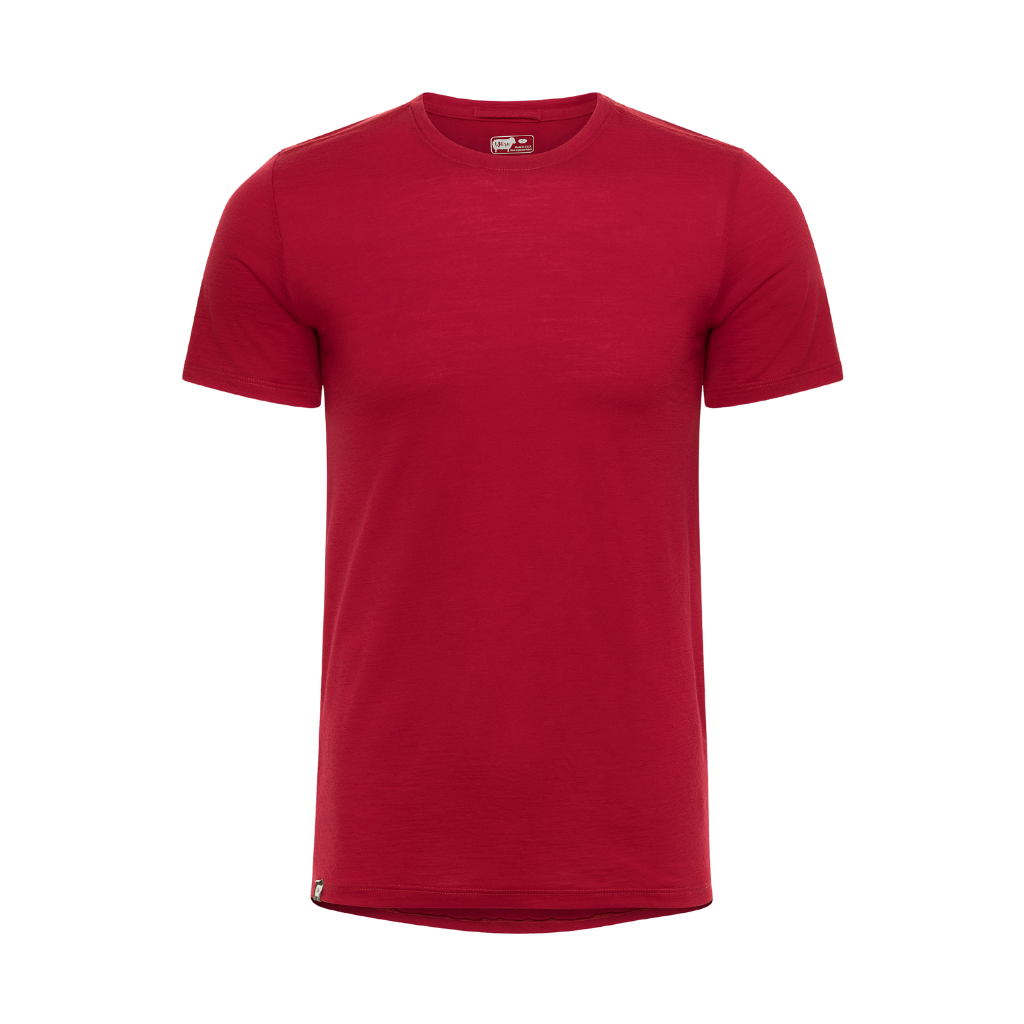 Wuru Men's 100% Merino Wool Short Sleeve in Chili Pepper