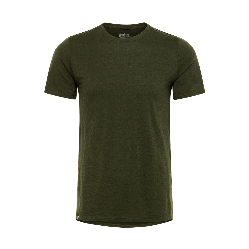 Wuru Men's 100% Merino Wool Short Sleeve in Forest Green