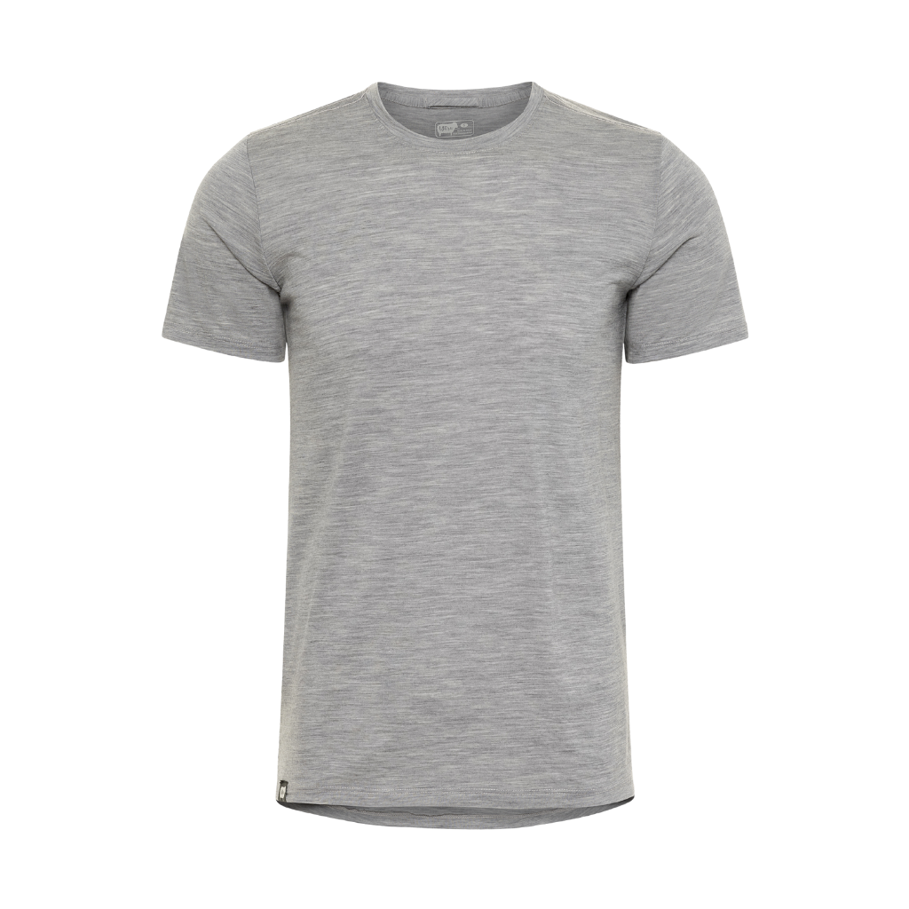 Wuru Men's 100% Merino Wool Short Sleeve in Heather Gray