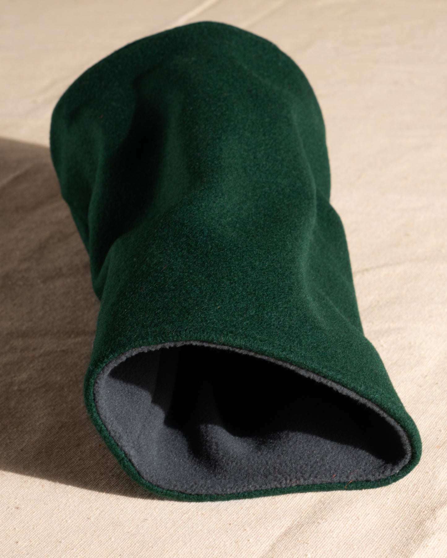 Spruce Green wool driver headcover with gray fleece on interior