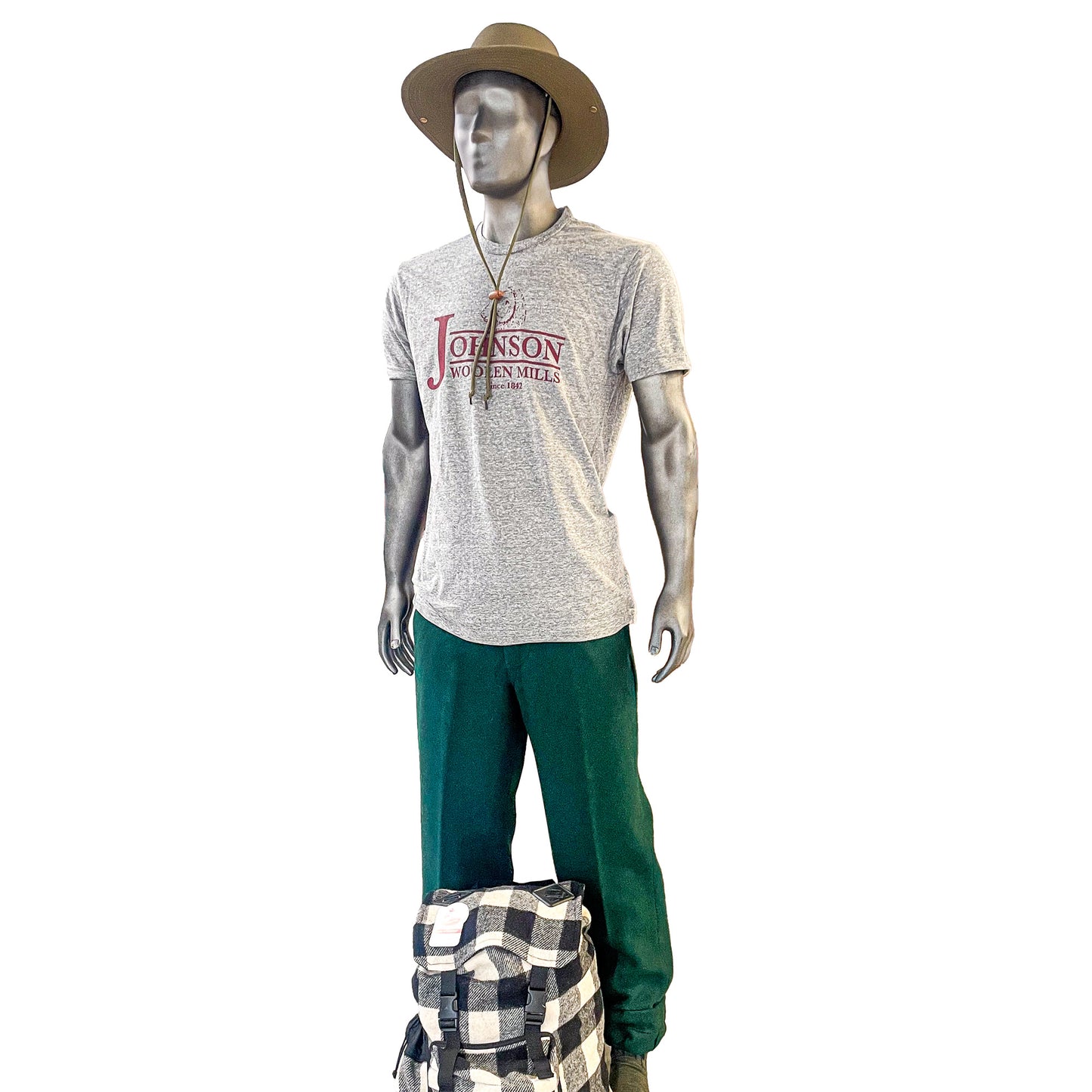 Johnson Woolen Mills Gray T-shirt on manequin