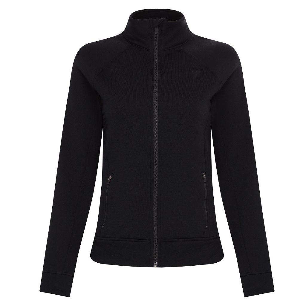 Wuru Womens Merino Wool Zip up in Black