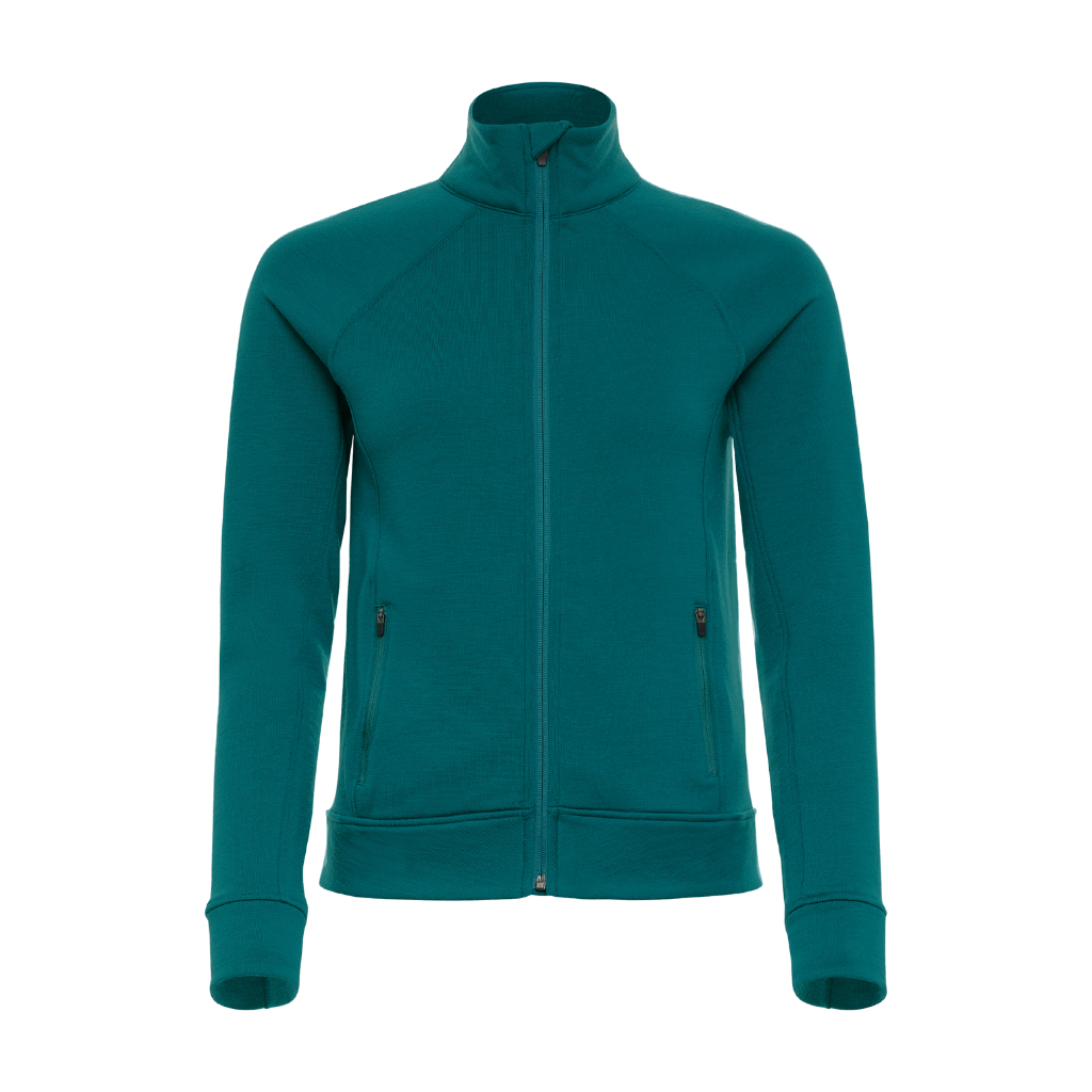 Wuru Womens Merino Wool Zip up in Mykonos Blue