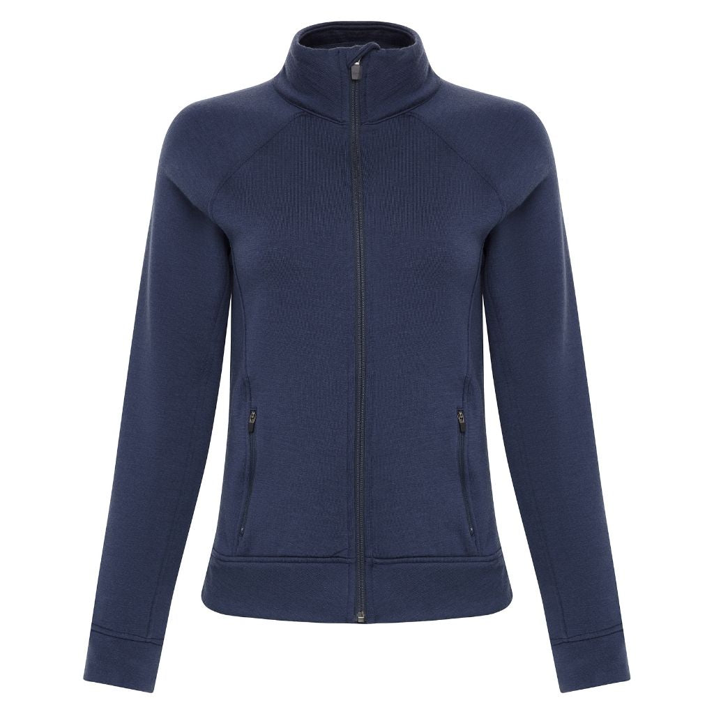 Wuru Womens Merino Wool Zip up in Dress Blue