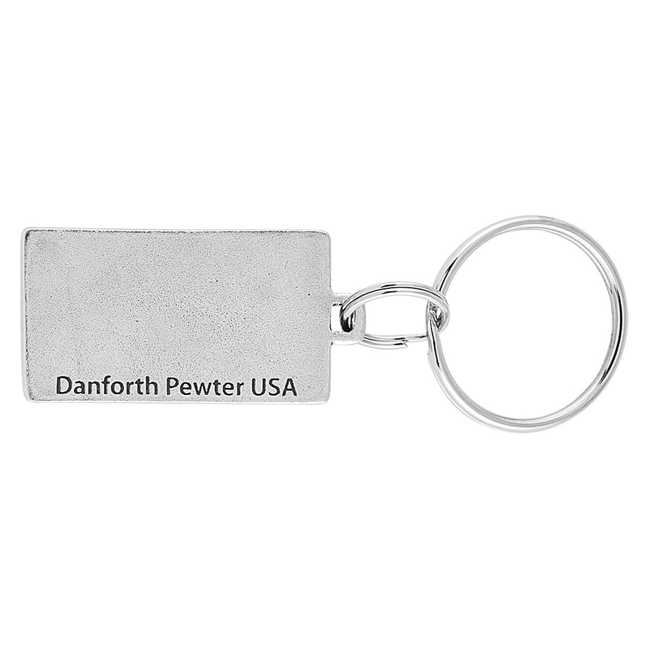 Danforth Pewter Vermont license plate keyring back view