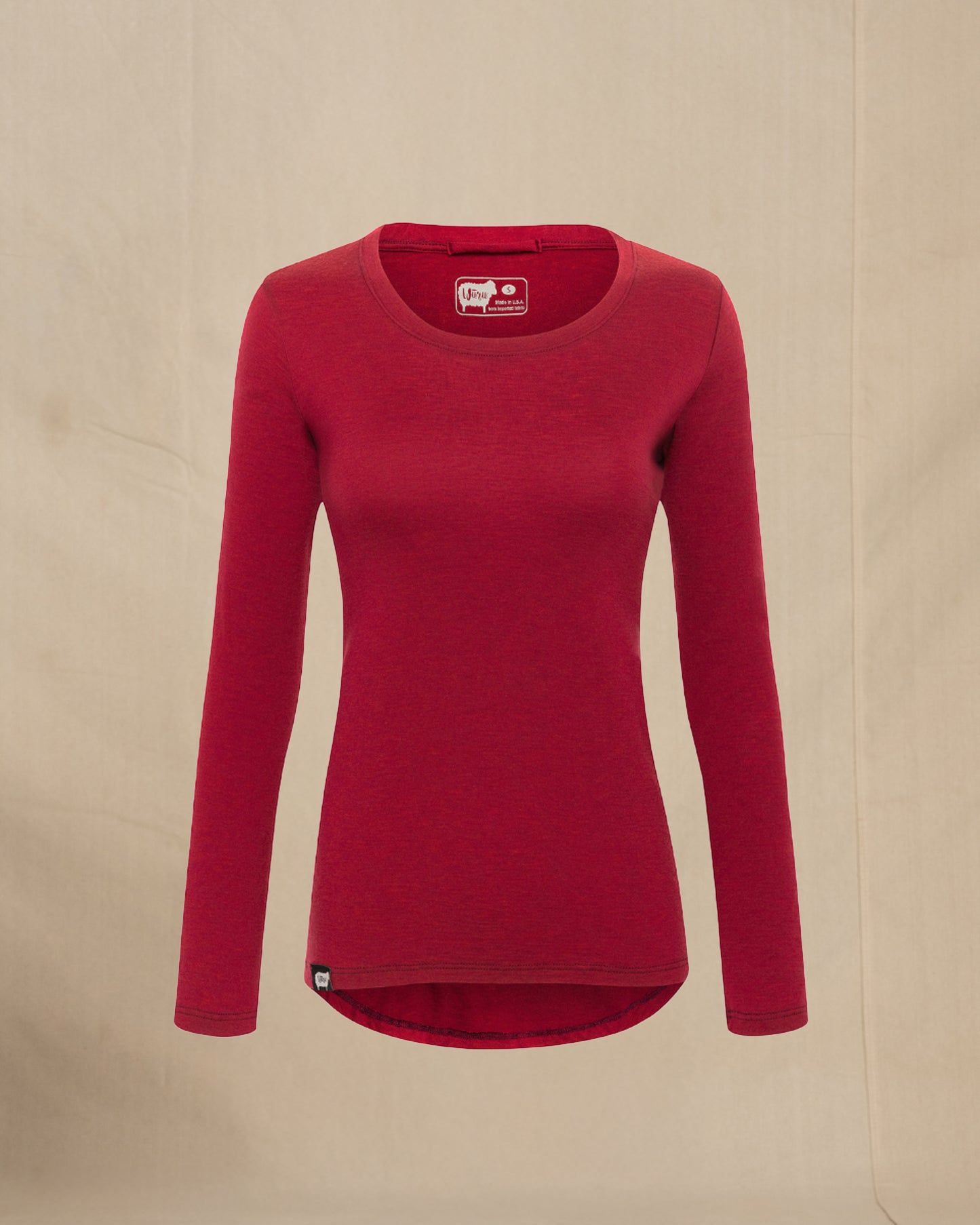Women's 100% Merino Wool Long Sleeve Shirt red