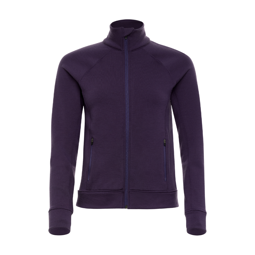 Wuru Womens Merino Wool Zip up in Deep Mountain Purple