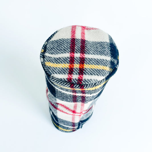Black, White, yellow, red plaid wool driver headcover top