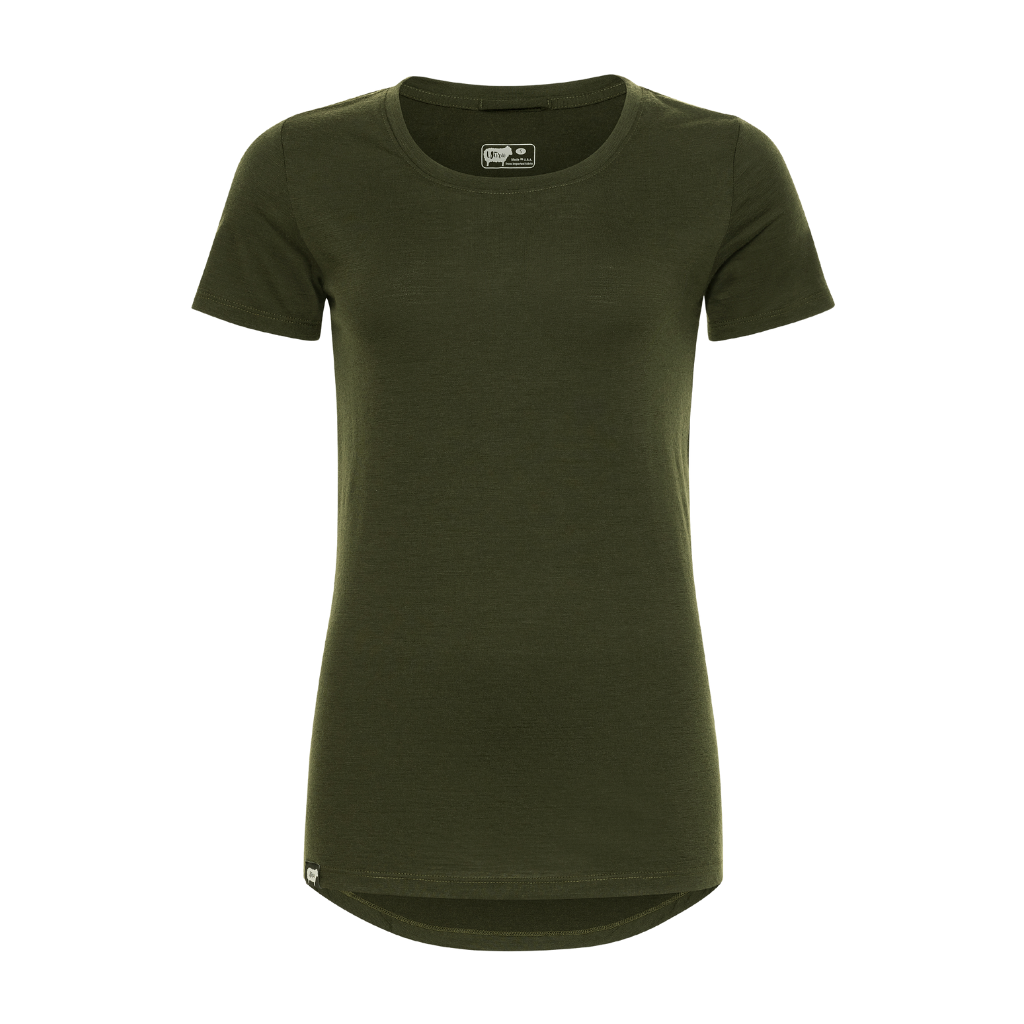 Women's 100% Merino Wool Short Sleeve Shirt in hunter green