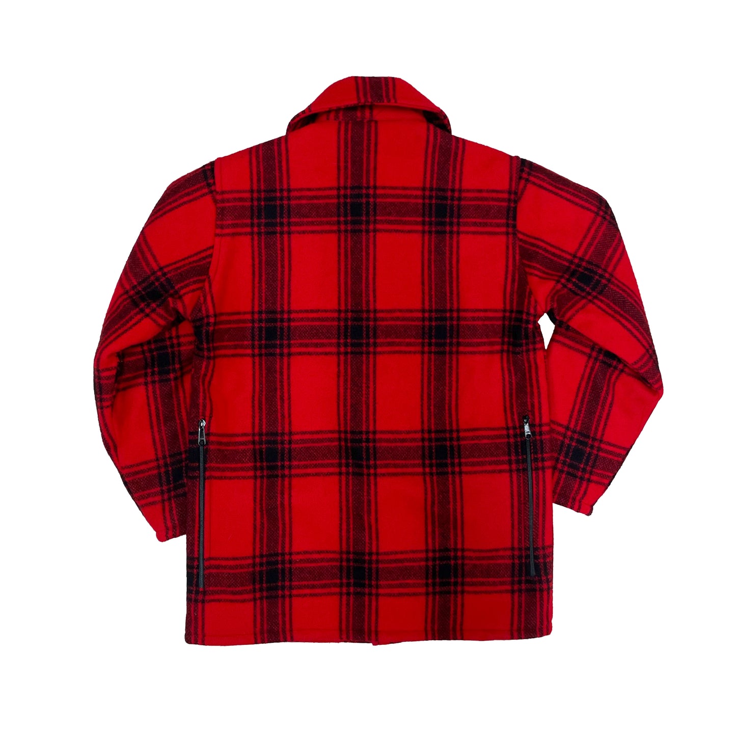 AZ 32 wool hunting coat back of jacket, red and black plaid