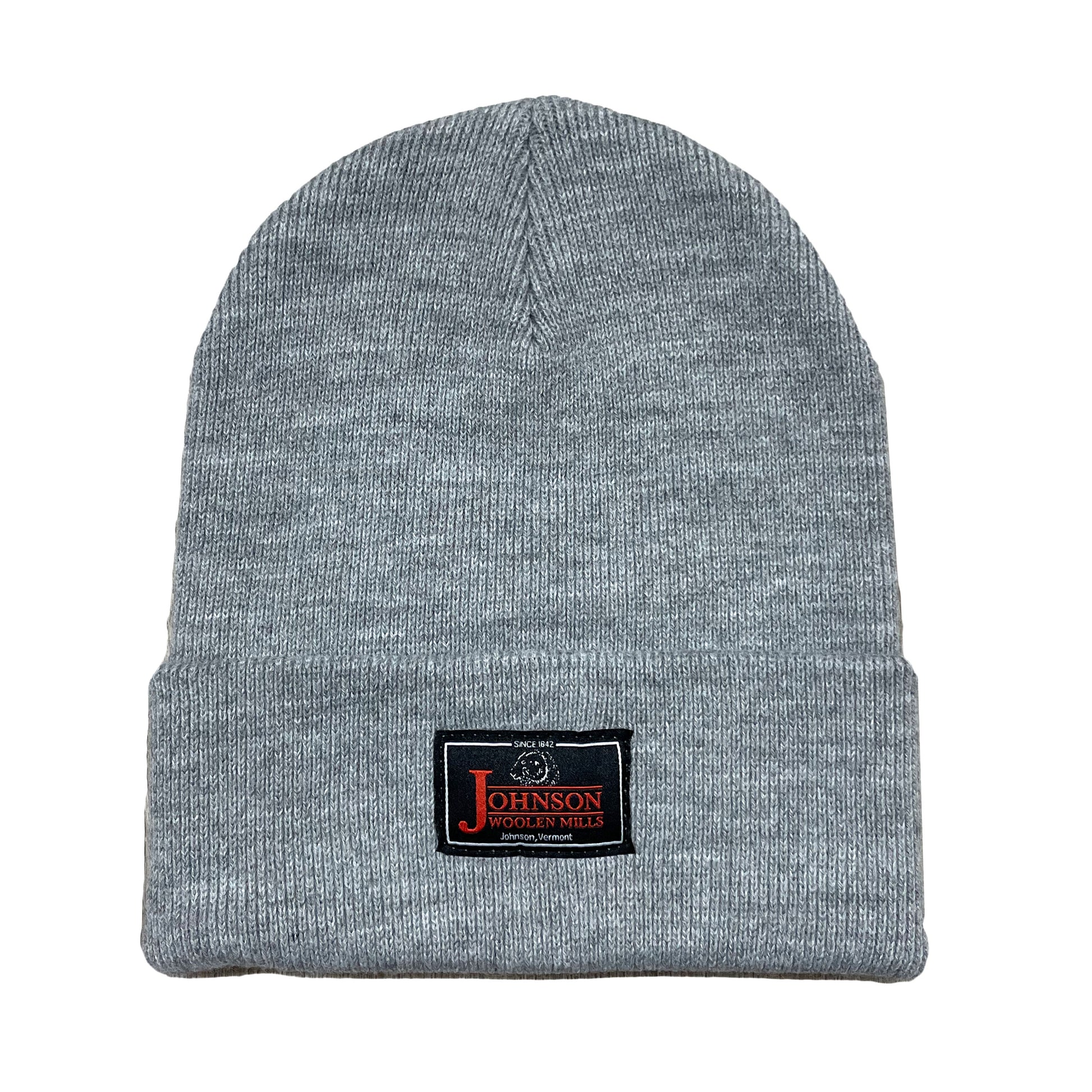 Gray beanie with black label