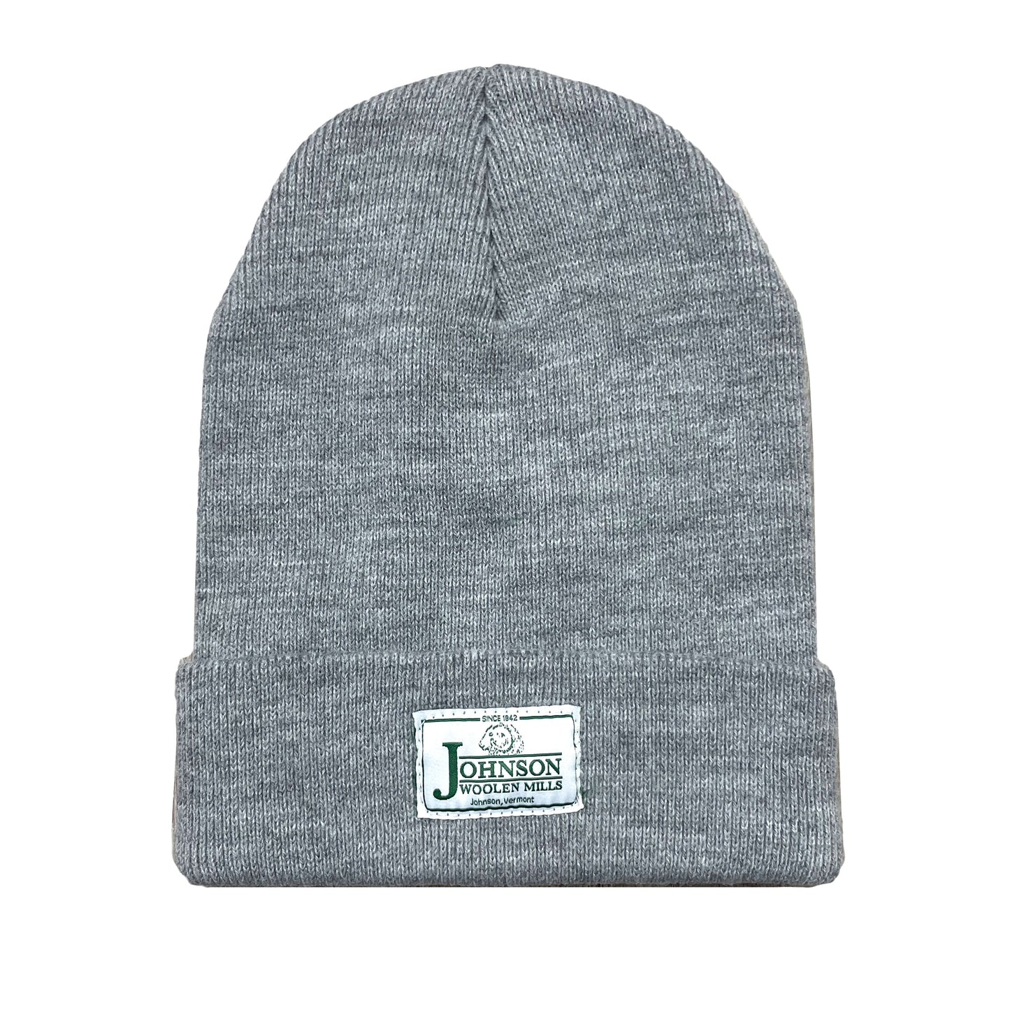 Gray beanie with white label