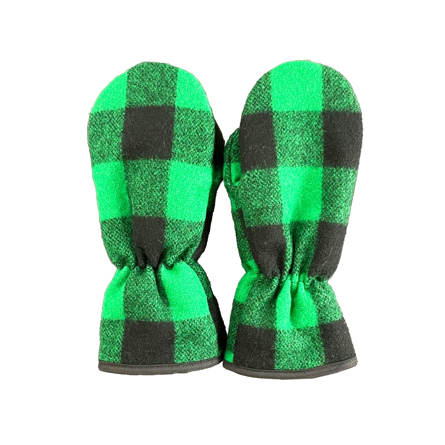 Johnson Woolen Mills green and black 2" buffalo check hunter mittens 