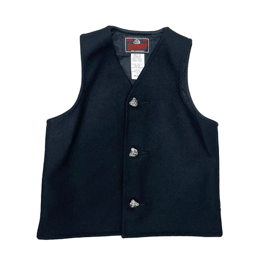 Children's wool vest in midnight black with three bear buttons