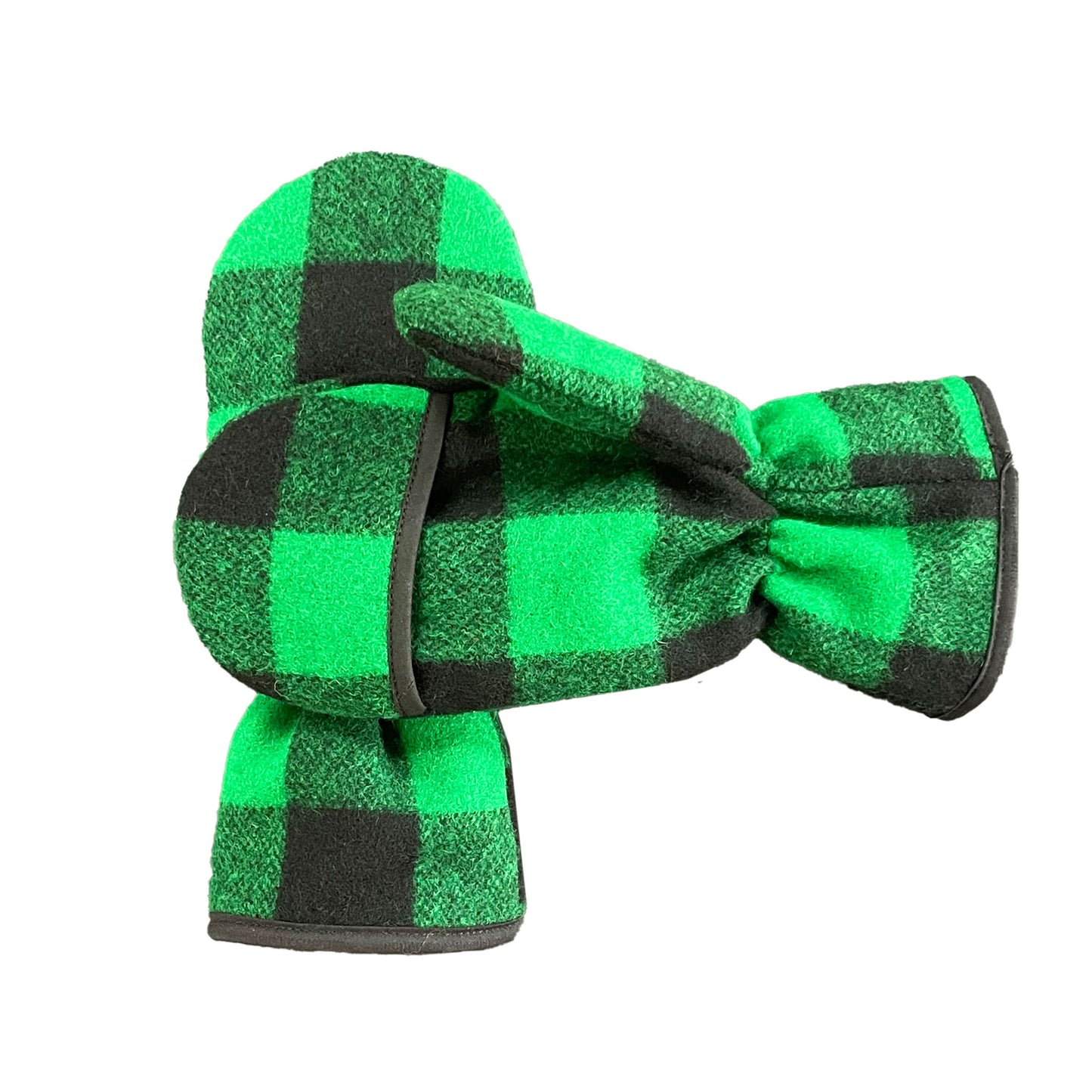 Johnson Woolen Mills green and black 2" buffalo check hunter mittens