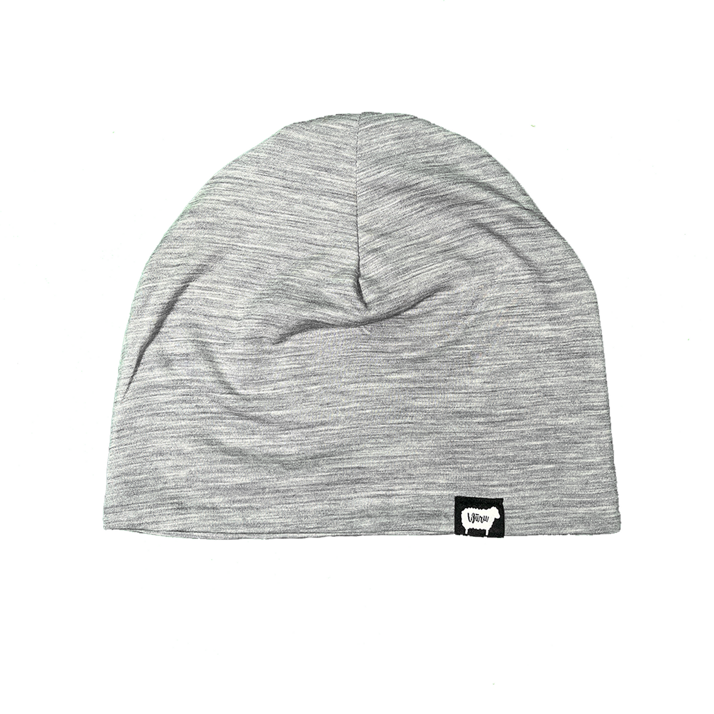 A black 100% Merino Wool Beanie with the Wuru.