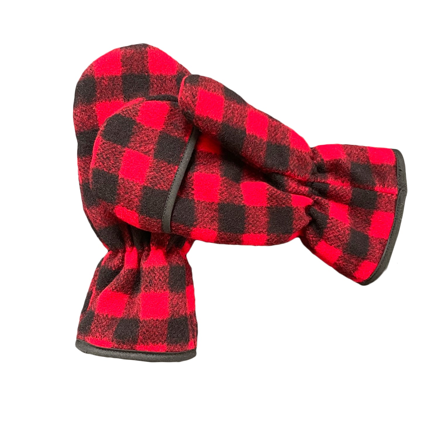 Johnson Woolen Mills Spruce red and black 1" buffalo check hunter mittens 