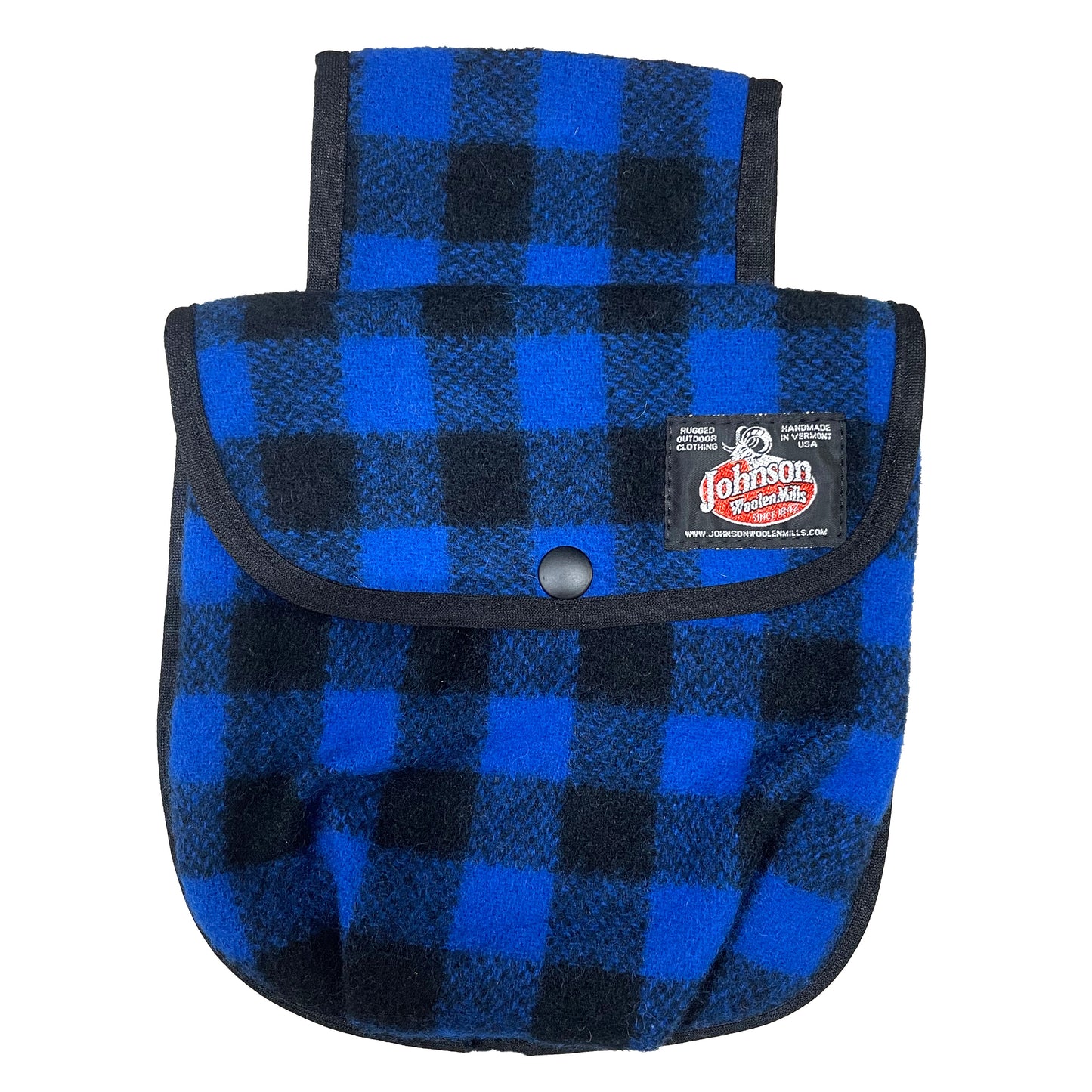 blue and black buffalo plaid black powder pouch