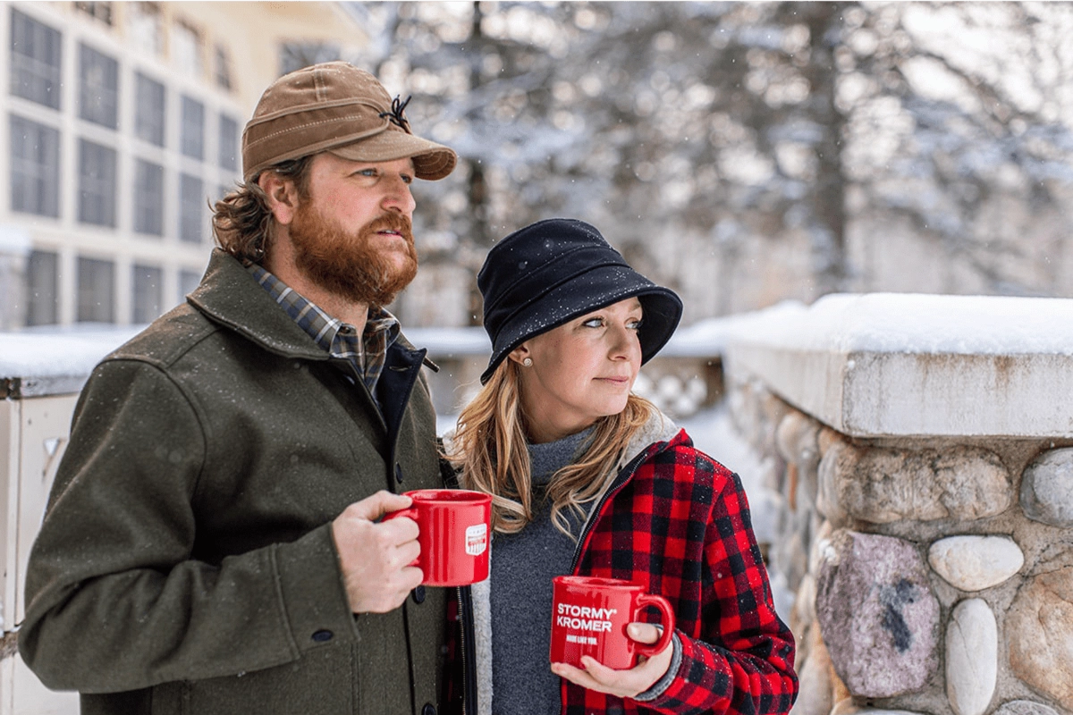 Stormy Kromer Insulated Waxed Cotton Cap on model