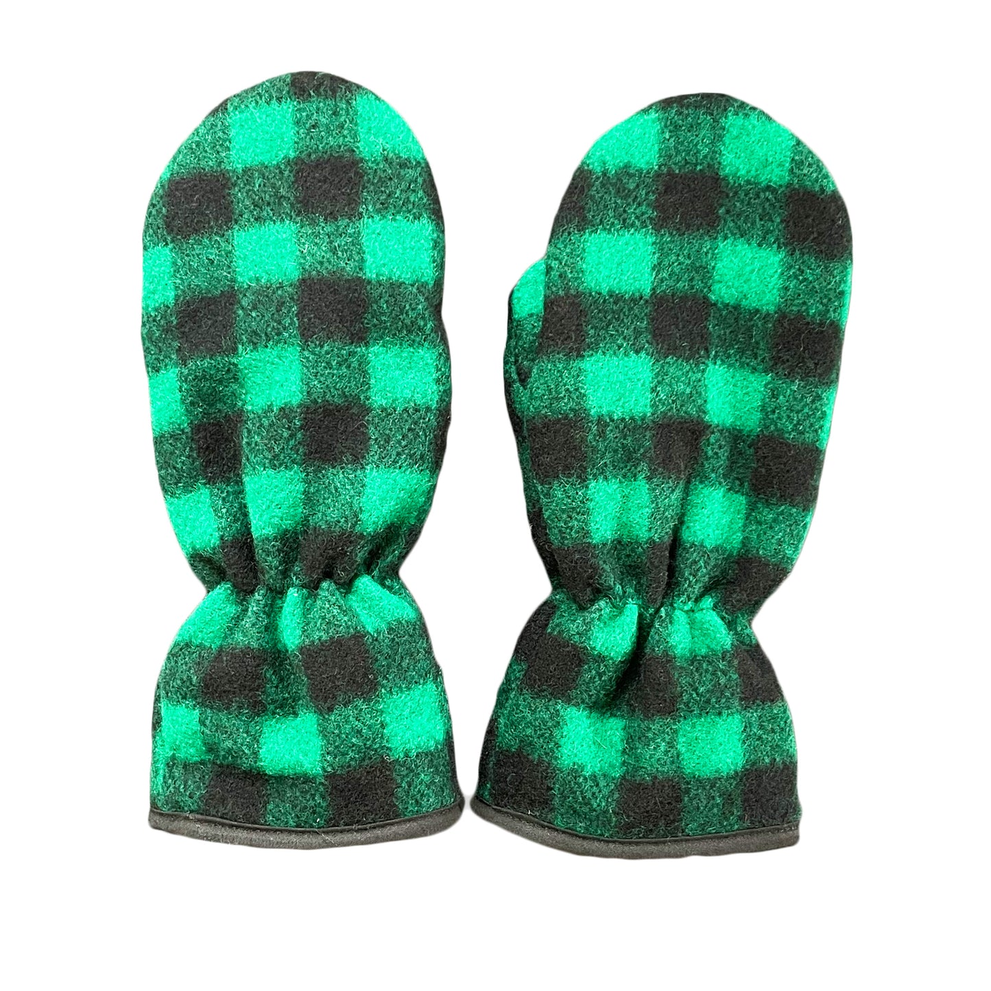 Johnson Woolen Mills green and black 1" buffalo check hunter mittens 