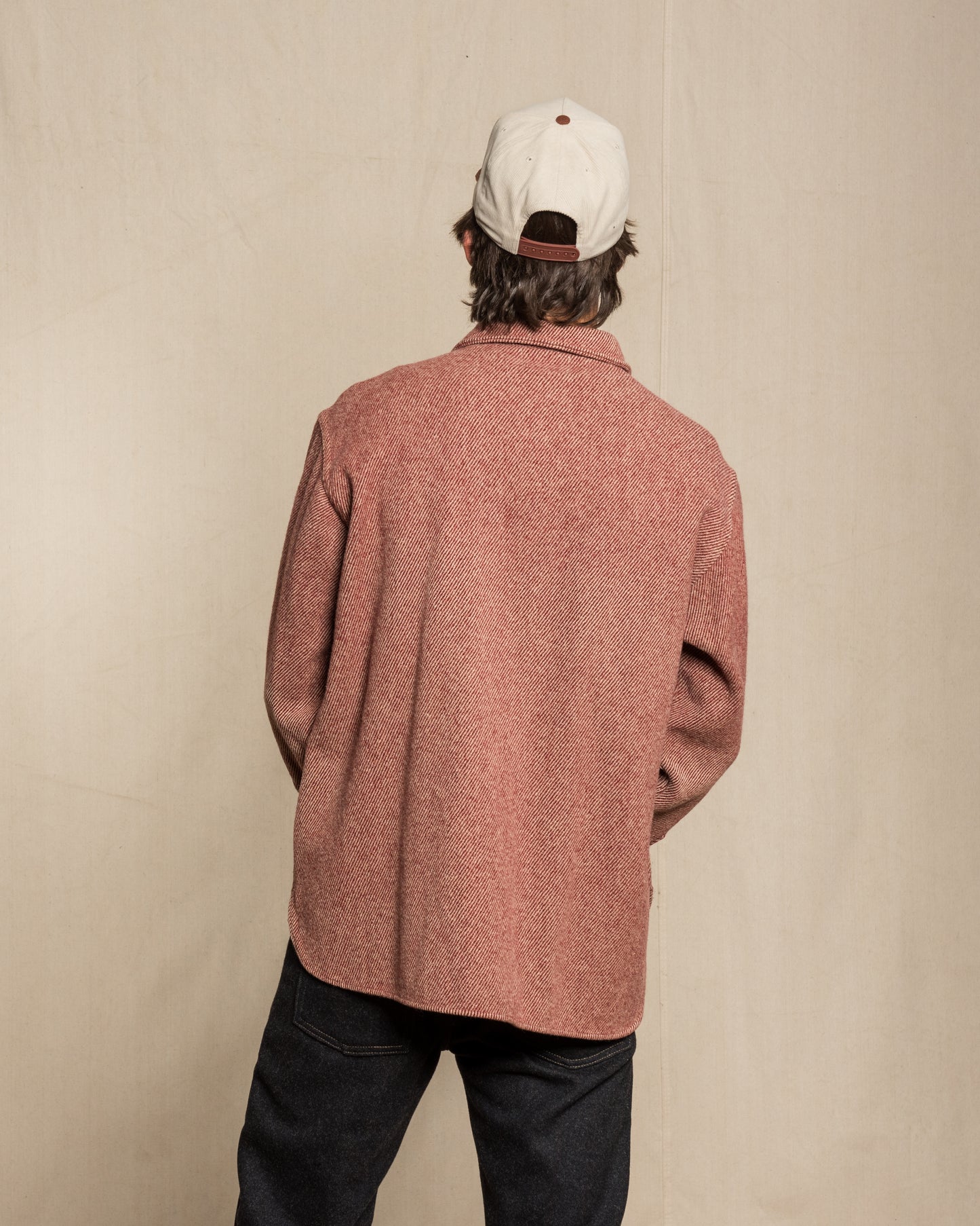 Vintage red twill wool button down shirt