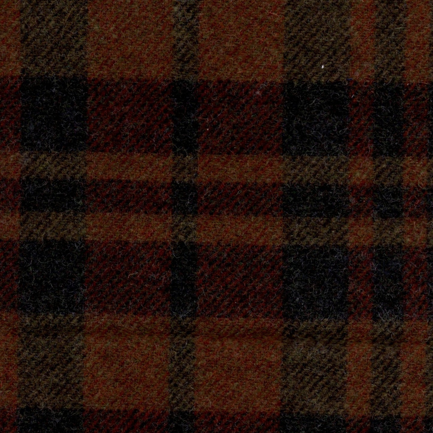 Wool fabric swatch brown and black plaid