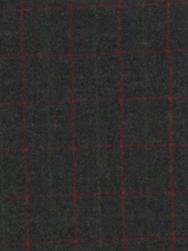 Johnson Woolen Mill Swatch, Adirondack Plaid, Grey with Red and Green pin stripes