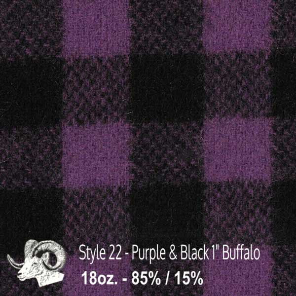 Johnson Woolen Mills swatch - purple and black 1" Buffalo plaid