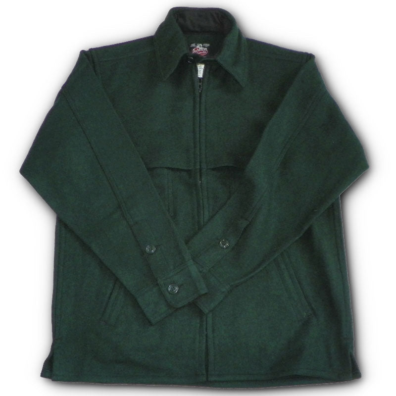 Mens Jac Shirt zipper front two chest pockets & two lower slash pockets, with cape over the shoulders, unlined, Spruce Green