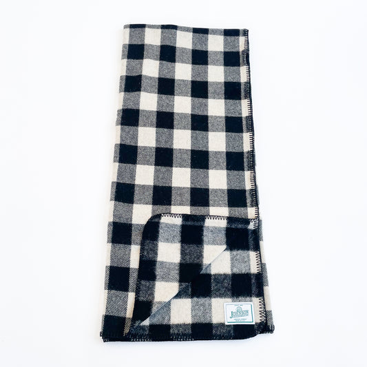 Johnson Woolen Mills throws Blackwhite, Black & White 2 inch buffalo squares unfolded front view
