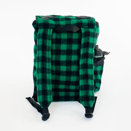 Johnson Woolen Mills Daypack Green & Black 1 inch buffalo squares back view