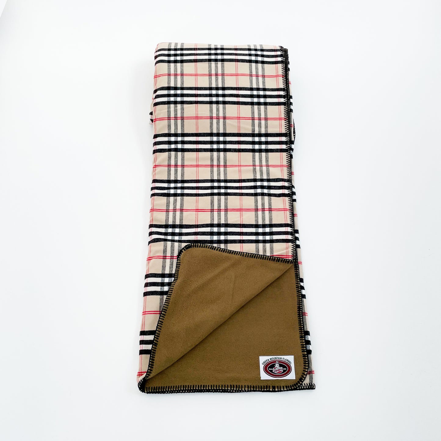 Johnson Woolen Mills Flannel Fleeced Lined throw, Burberry unfolded view