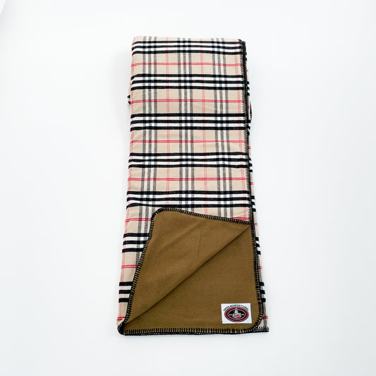 Johnson Woolen Mills Flannel Fleeced Lined throw, Burberry unfolded view