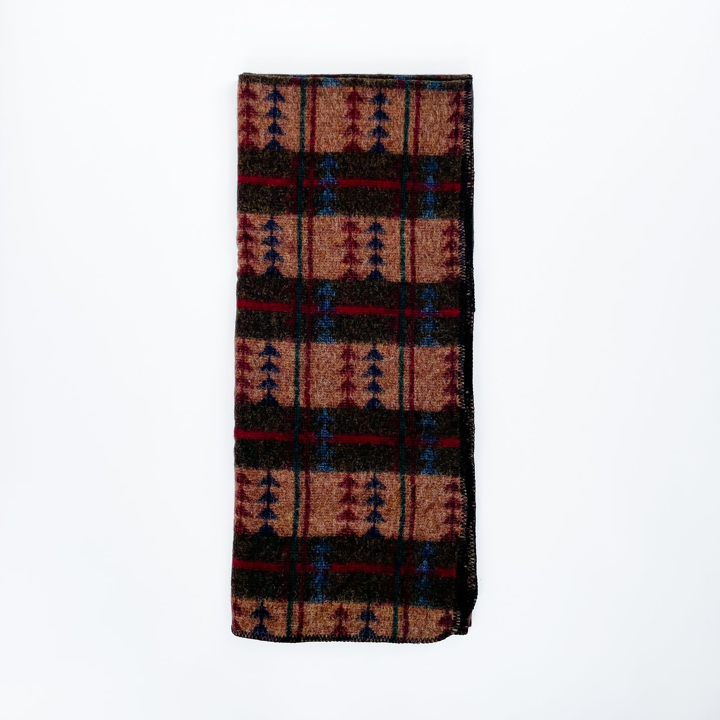 Johnson Woolen Mills Lodge Norris Throw, Ginger/Maroon/Sage Print unfolded view