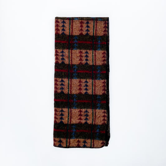 Johnson Woolen Mills Lodge Norris Throw, Ginger/Maroon/Sage Print unfolded view