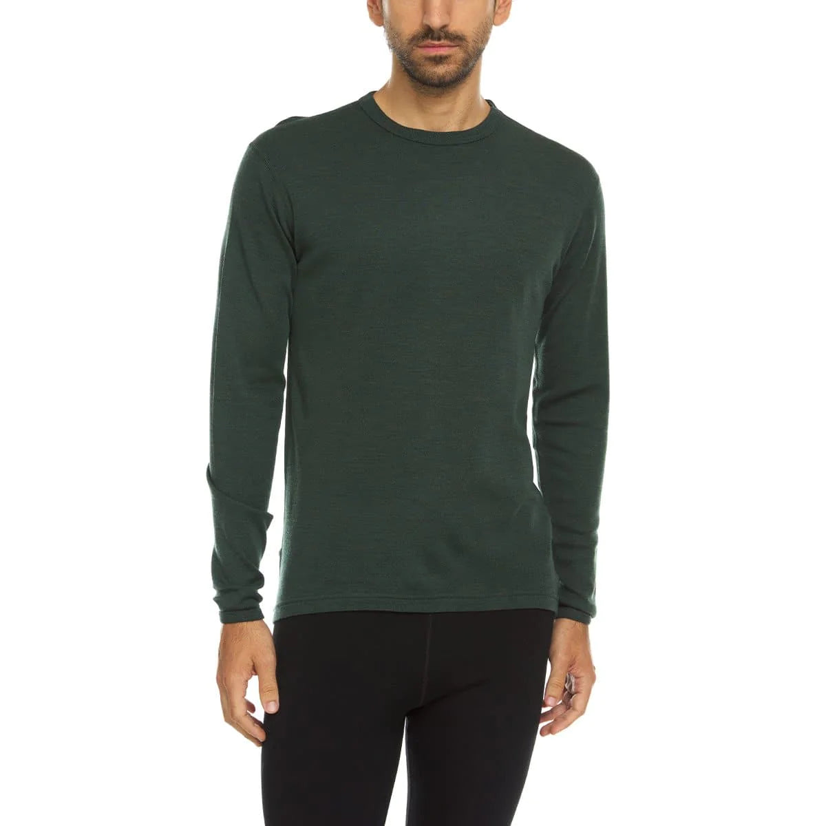 Minus 33 men's Chocorua Merino wool crew midweight top, shown in green