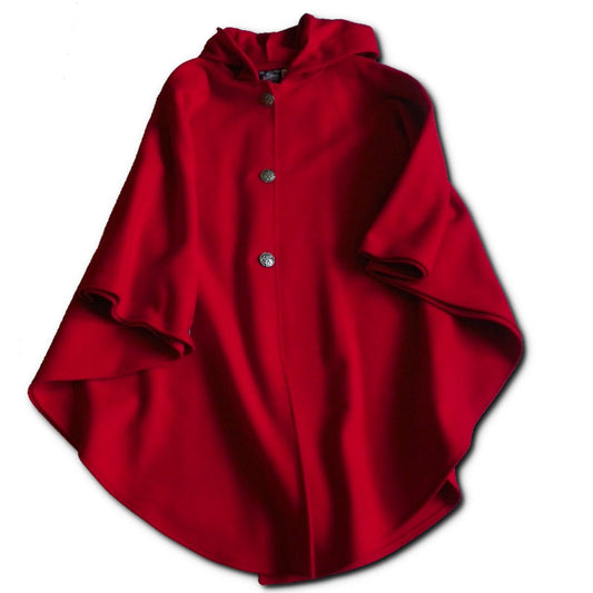 JWM Traditional Women's Button Cape, Bright Scarlet