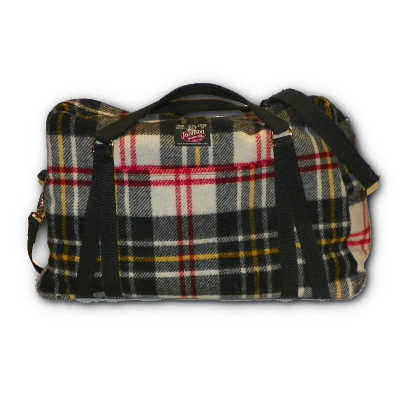 Johnson Woolen Mills Black, White, Yellow, Red Plaid Commuter Bag with Handles