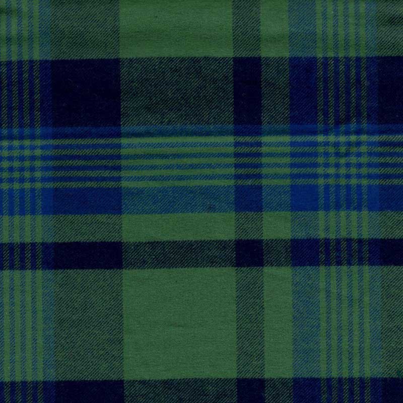 Green Mountain Flannel fabric - green, navy, light blue plaid