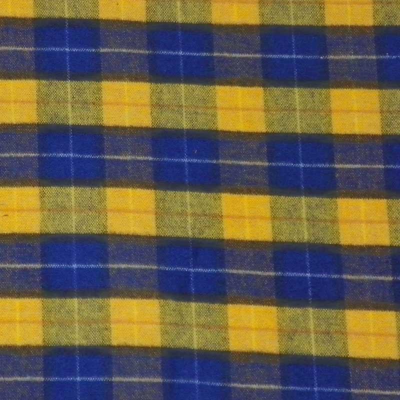 Green Mountain Flannel fabric, Yellowstone, Yellow, blue, black, white plaid