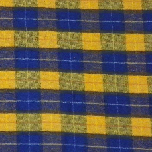 Green Mountain Flannel Swatch, Yellowstone, Yellow, blue, black, white, squares