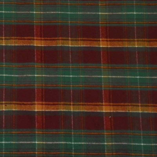Green Mountain Flannel Swatch, Whiskey River, Red, Green, Orange,  White, plaid
